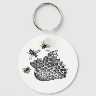 Vintage Bees Key Ring