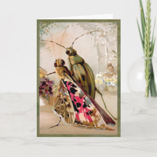 Vintage Beetle and Butterfly Customisable Card