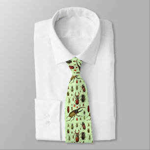 Vintage Beetle Insect Entomology Pale Green Tie