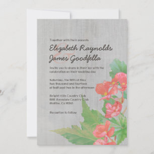 Vintage Begonia Wedding Invitations