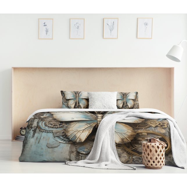 Vintage Beige and Blue Butterfly  Pillowcase (Creator Uploaded)