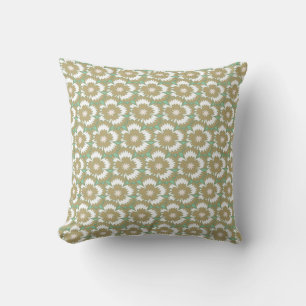 Vintage beige and green floral Dianthus Barbatus Cushion