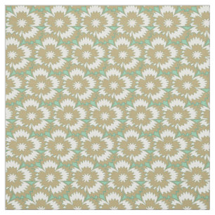 Vintage beige and green floral Dianthus Barbatus Fabric