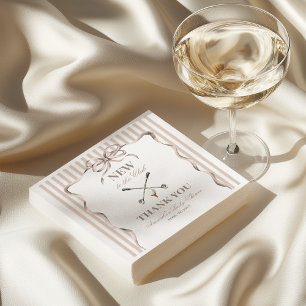 Vintage Beige Bow Gender Neutral Golf Baby Shower Napkin