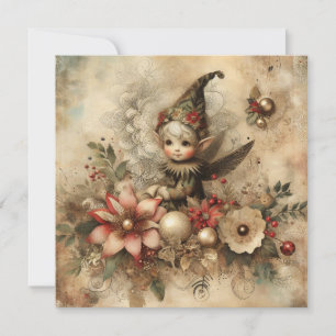 Vintage Beige Christmas Greeting Card