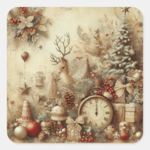 Vintage Beige Christmas Stickers