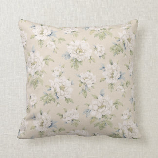 Vintage beige floral pillow