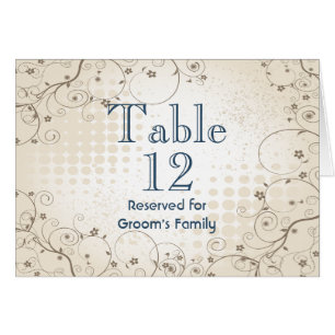 Vintage Beige Floral Wedding Table Number