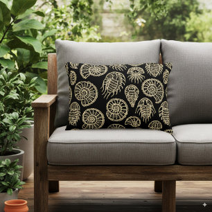 Vintage beige fossil trilobite ammonite pattern decorative cushion