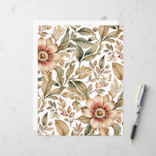 Vintage Beige & Green Botanical