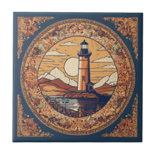 Vintage Beige Lighthouse Ceramic Tile