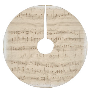 vintage beige music notes brushed polyester tree skirt
