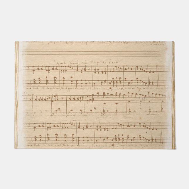 vintage beige music notes doormat (Front)