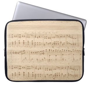 vintage beige music notes laptop sleeve