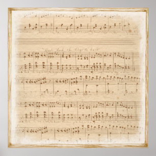 Vintage beige music notes poster