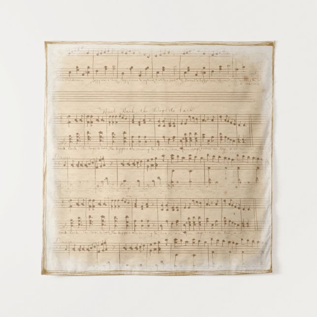 Vintage beige music notes tapestry (Front)