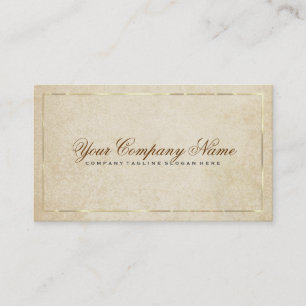 Vintage Beige Paper Background Gold Accents 2 Business Card