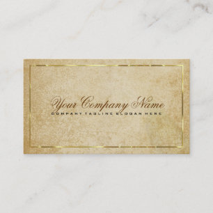 Vintage Beige Paper Background Gold Accents Business Card