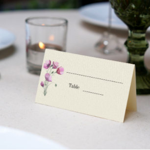 Vintage Beige Parchment and Purple Floral Wedding Place Card