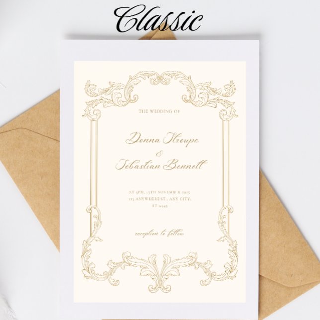 Vintage Beige Wedding Invitation Template (Creator Uploaded)