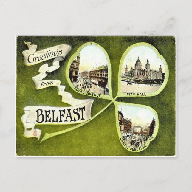 Vintage Belfast shamrock postcard (Front)