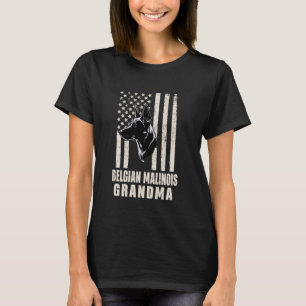 Vintage Belgian Malinois Dog Grandma American Flag T-Shirt