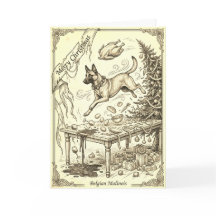 Vintage Belgium Malinois Christmas Card w/Bio