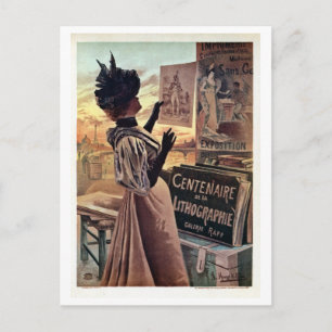 vintage belle époque centennial of lithography postcard