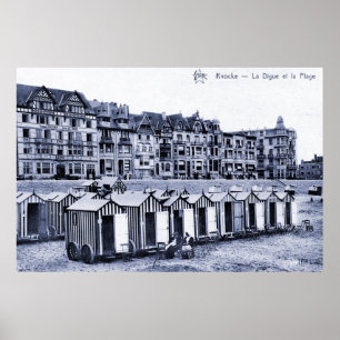 Vintage belle epoque seaside resort and beach poster