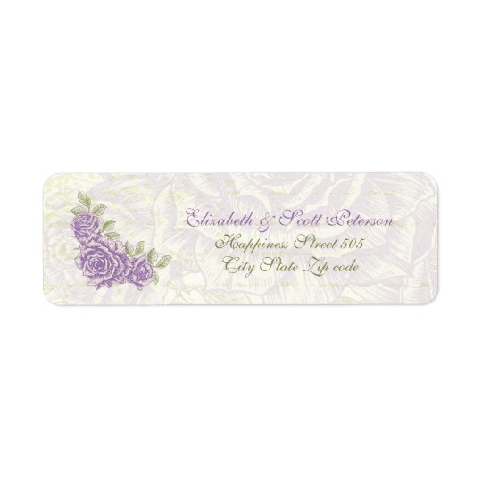 Vintage bellflower purple roses wedding Label Return Address Label