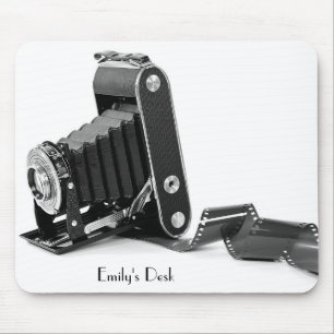 vintage bellows camera with film roll mouse pad