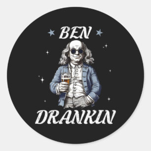 Vintage Ben Drankin' Funny 4th Of July Drinking Pr Classic Round Sticker