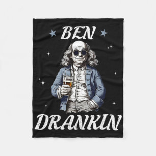 Vintage Ben Drankin' Funny 4th Of July Drinking Pr Fleece Blanket