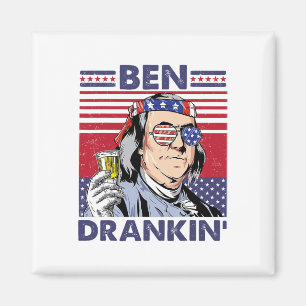 Vintage Ben Drankin' Funny 4th Of July Drinking Pr Magnet