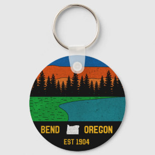 Vintage Bend Oregon Mountain Retro Souvenir Key Ring