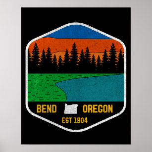 Vintage Bend Oregon Mountain Retro Souvenir Poster