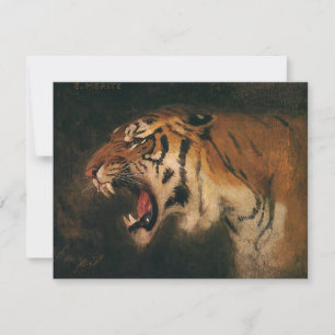 Vintage Bengal Tiger Big Cat Roaring, Wild Animal