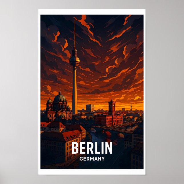 Vintage Berlin Germany Travel Poster - Dramatic  (Front)