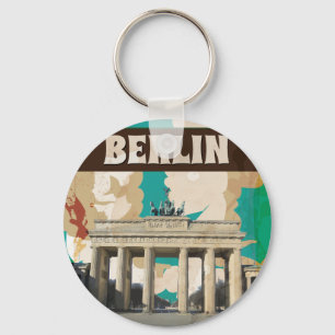 Vintage Berlin Travel Poster Key Ring