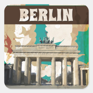 Vintage Berlin Travel Poster Square Sticker