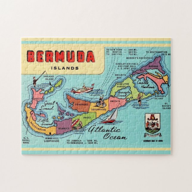 Vintage Bermuda Map  Jigsaw Puzzle (Horizontal)