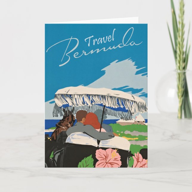 Vintage Bermuda Travel Art Ilustration Card (Front)