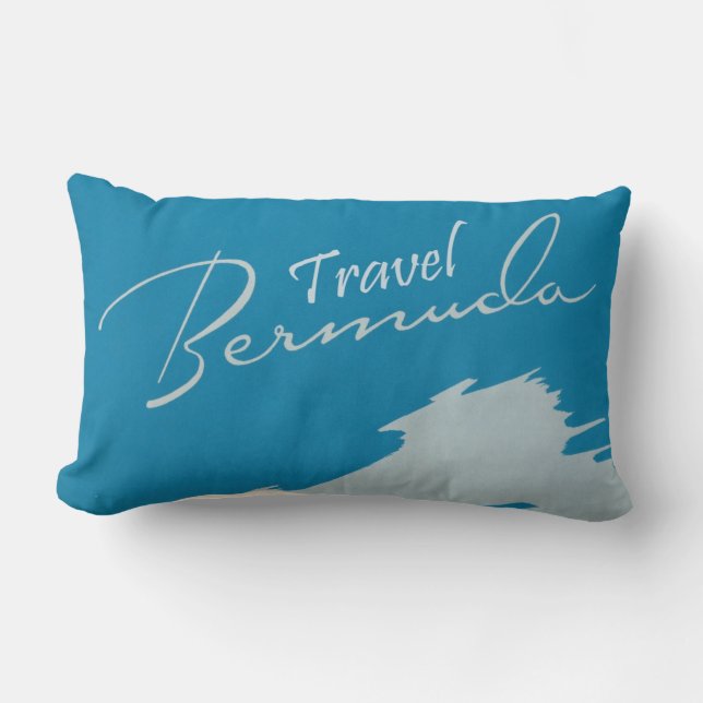 Vintage Bermuda Travel Art Ilustration Lumbar Cushion (Front)