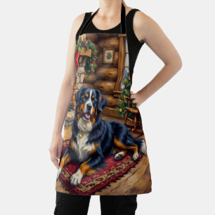 Vintage Bernese Mountain Dog Cosy Christmas Cabin  Apron