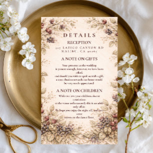 Vintage Berry Botanical Wedding Enclosure Card