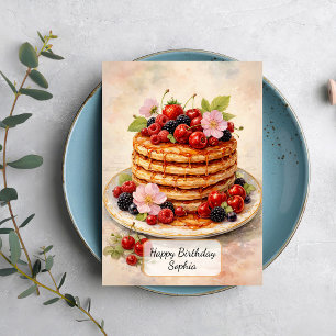 Vintage Berry Pancake Stack Card
