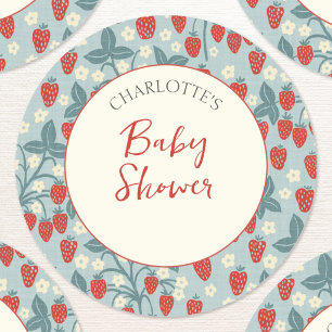 Vintage Berry Sweet Strawberry Baby Shower Classic Round Sticker