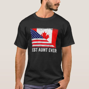 Vintage Best Aunt Ever Retro American Canada Flag T-Shirt