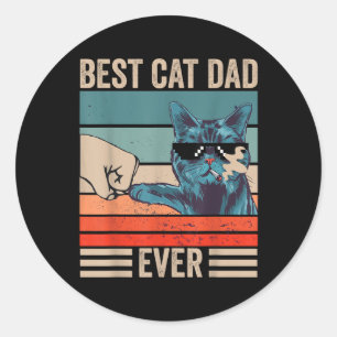 Vintage Best Cat Dad Ever Bump Fist Fathers Day Ca Classic Round Sticker