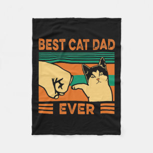 Vintage Best Cat Dad Ever Bump Fist father's day  Fleece Blanket